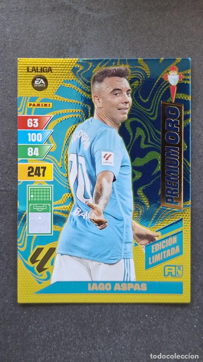 Cromos de F&uacute;tbol: L1 IAGO ASPAS CELTA DE VIGO PREMIUM ORO EDICION LIMITADA ADRENALYN XL LIGA 2023/2024 23 24 PANINI