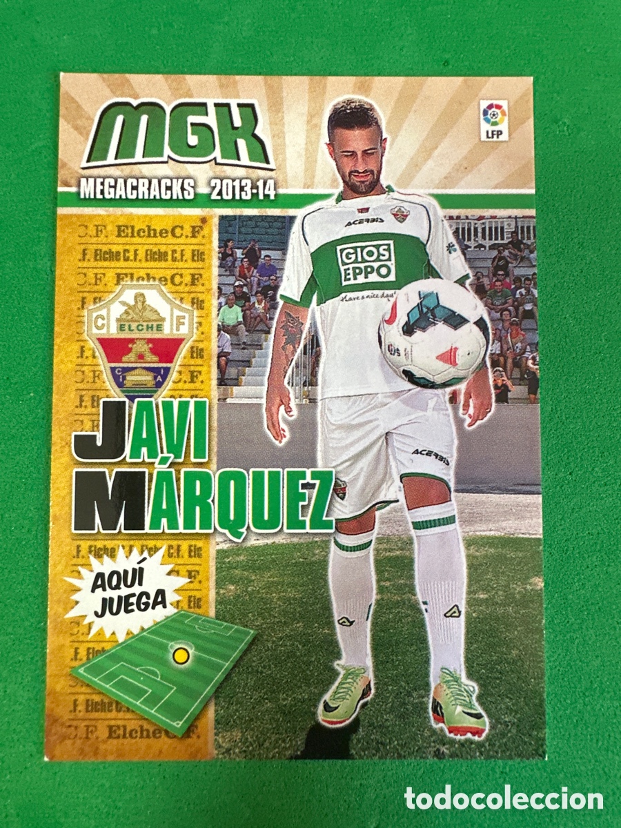 Fu&szlig;ball-Sticker: 482 JAVI MARQUEZ(ELCHE) NUEVO FICHAJE MEGACRACKS 2013-2014 13 14 PANINI TRADING CARD