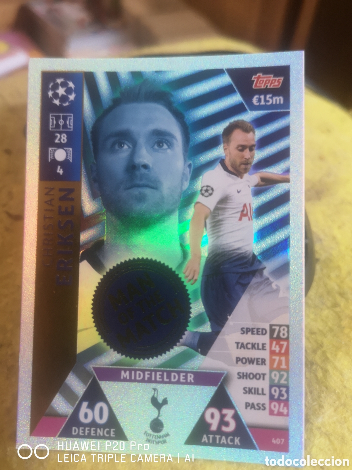 Cromos de F&uacute;tbol: MATCH ATTAX UEFA CHAMPIONS LEAGUE 2018 2019 MAN OF THE MATCH ERIKSEN 407 - TOTTENHAM