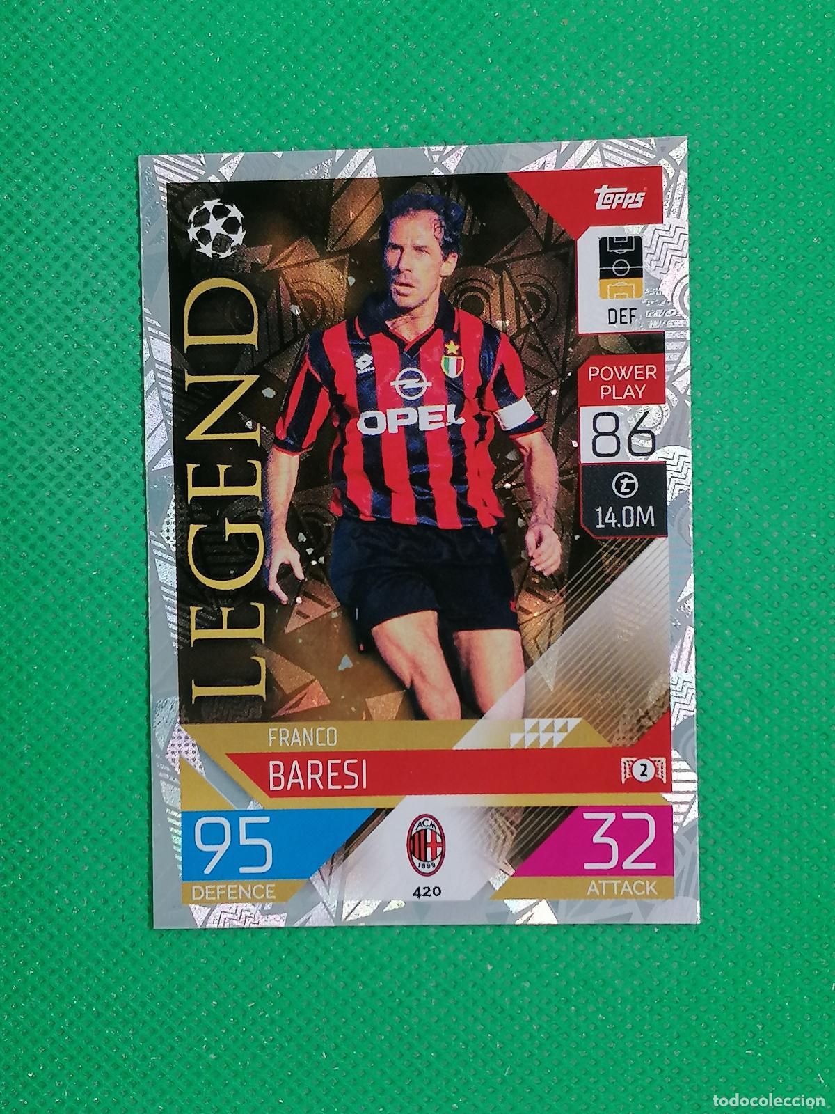Football Stickers: 420 FRANCO BARESI MILAN LEGEND ⚽ TOPPS MATCH ATTAX CHAMPIONS 2022 2023 22 23 ⚽