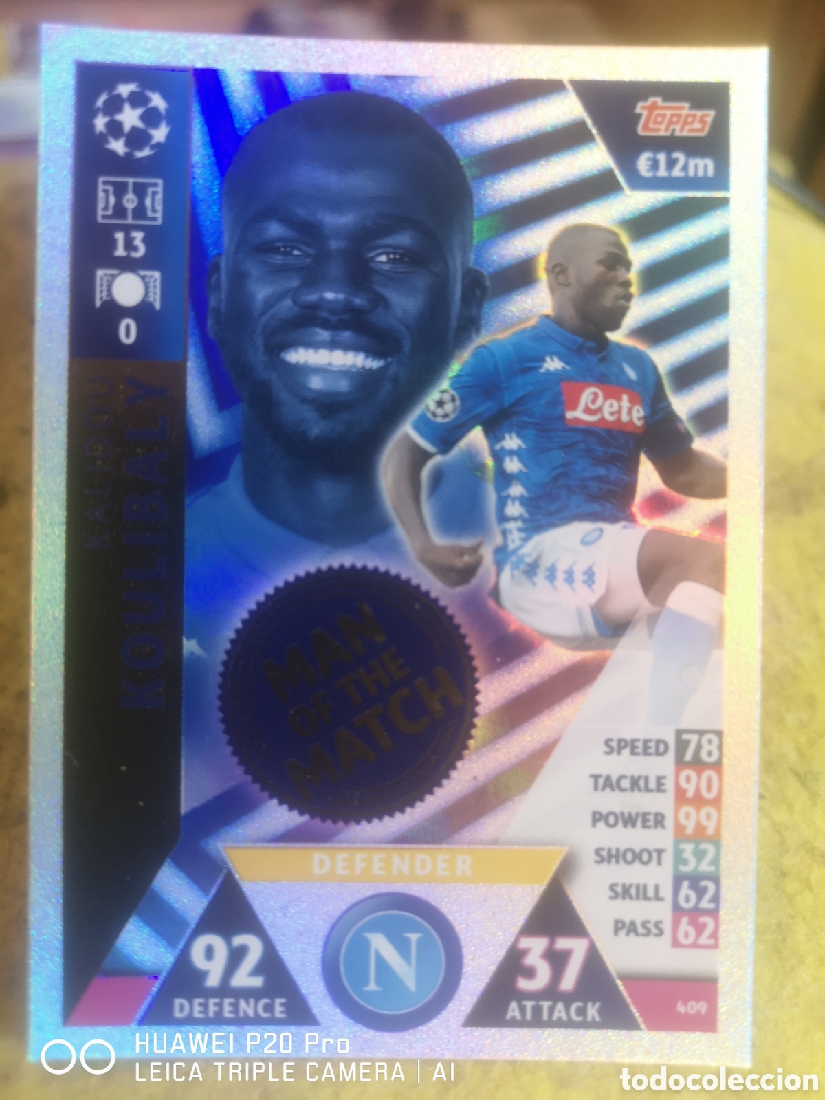 Cromos de F&uacute;tbol: MATCH ATTAX UEFA CHAMPIONS LEAGUE 2018 2019 MAN OF THE MATCH 409 KOULIBALY - NAPOLI