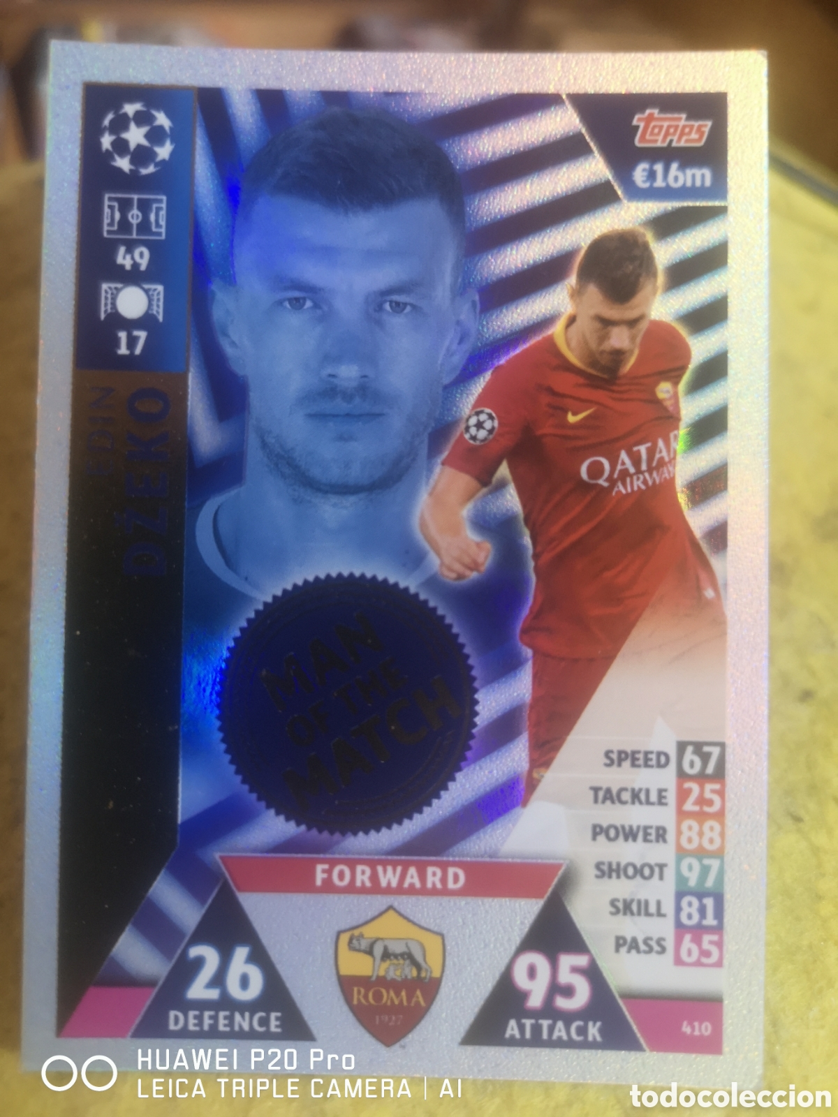 Cromos de F&uacute;tbol: MATCH ATTAX UEFA CHAMPIONS LEAGUE 2018 2019 MAN OF THE MATCH 410 DZEKO - ROMA