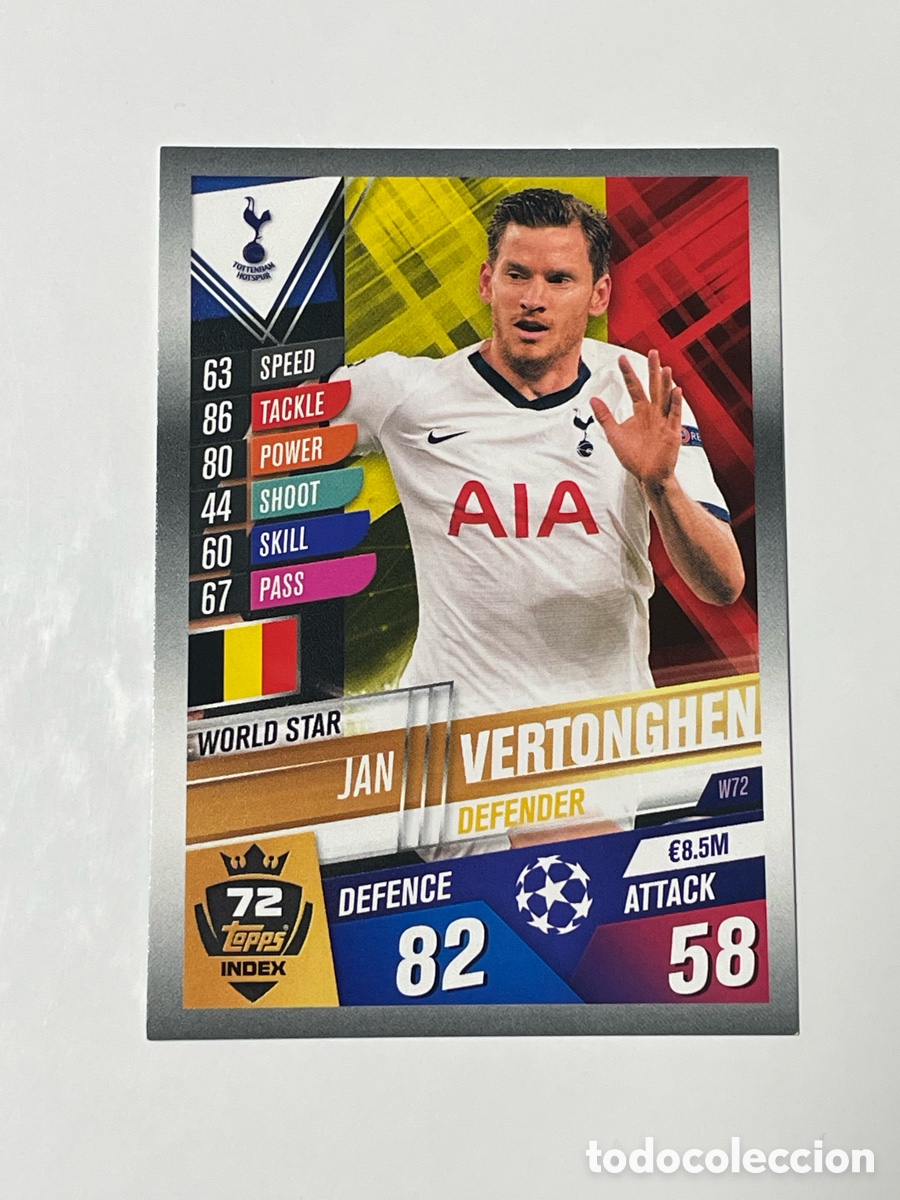 Cromos de F&uacute;tbol: Jan Vertonghen Tottenham Topps Match Attax 2019/20 #W72