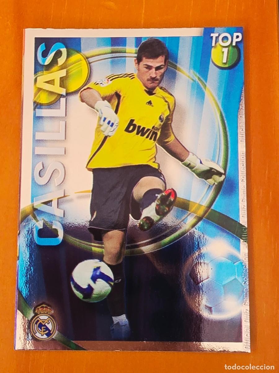 Cromos de F&uacute;tbol: 542 &Iacute;ker Casillas, Real Madrid, TOP 1 azul, Mundicromo Sport Fichas Quiz de la Liga 2010 2011