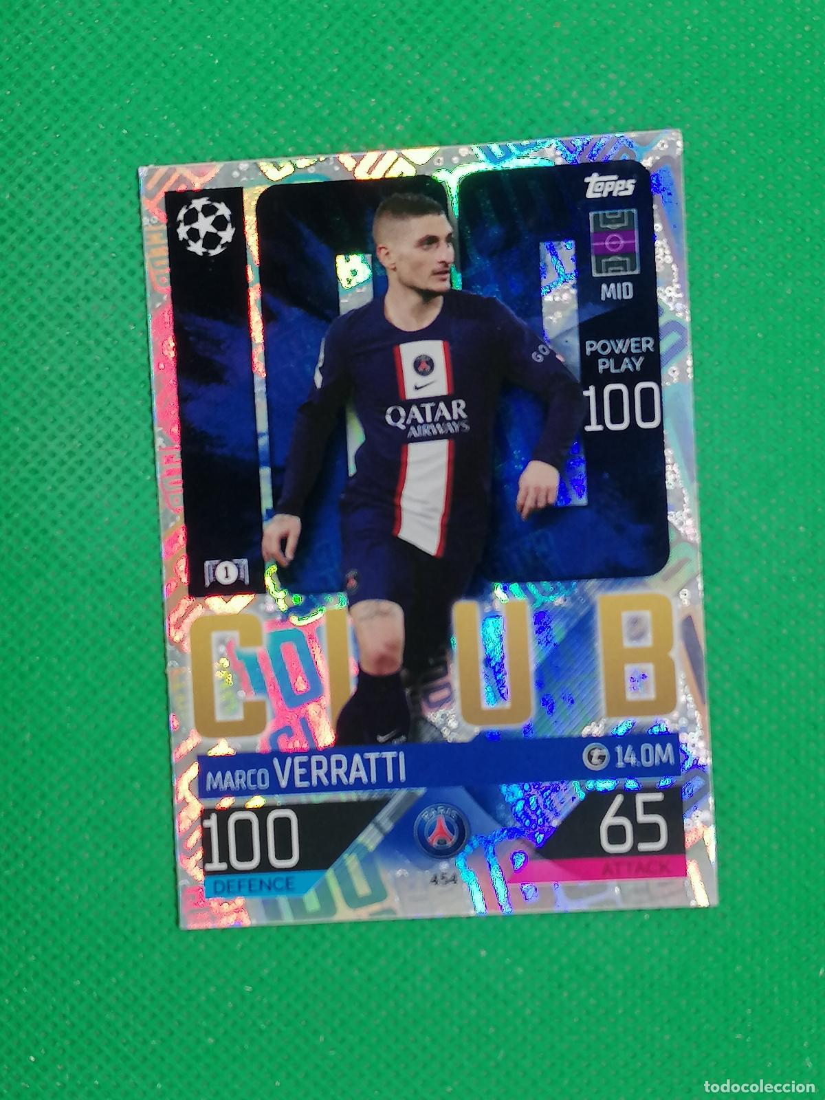 Cromos de Futebol: 454 MARCO VERRATTI PARIS PSG CLUB 100 ⚽ TOPPS MATCH ATTAX CHAMPIONS 2022 2023 22 23 ⚽