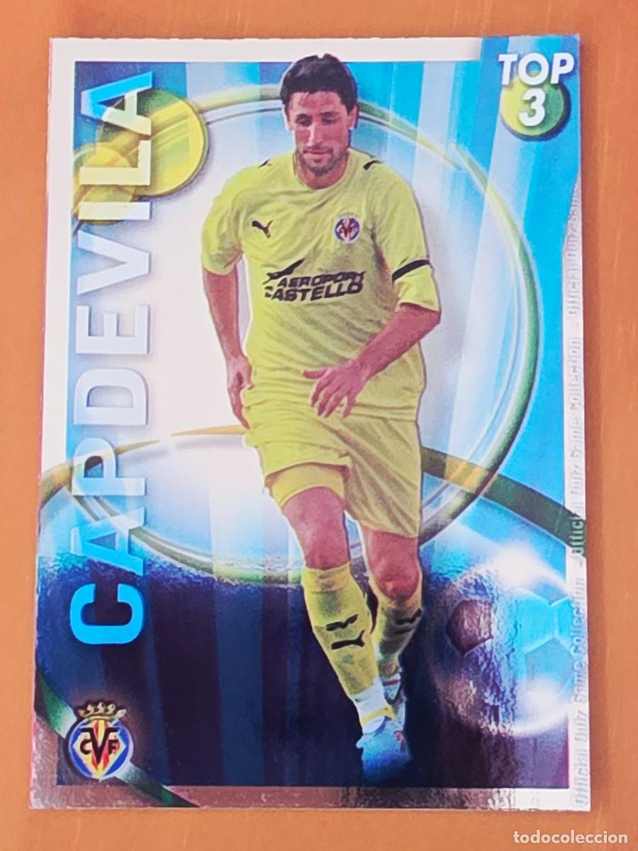 Cromos de F&uacute;tbol: 579 Capdevila, Villarreal CF, TOP 3 azul, Mundicromo Sport Fichas Quiz de la Liga 2010 2011