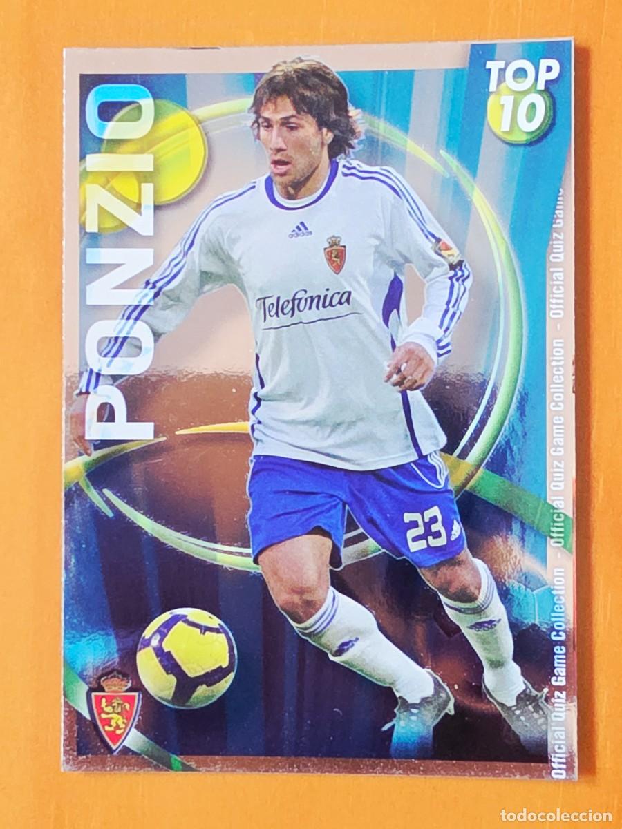 Cromos de F&uacute;tbol: 619 Ponzio, Real Zaragoza, TOP 10 azul, Mundicromo Sport Fichas Quiz de la Liga 2010 2011