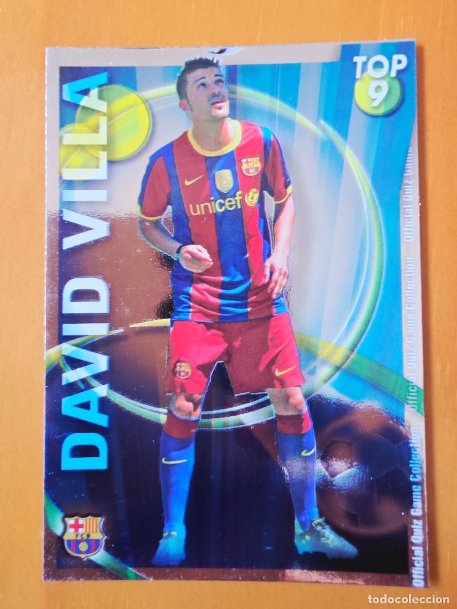 Cromos de F&uacute;tbol: 622 David Villa FC Barcelona, TOP 9 azul, Mundicromo Sport Fichas Quiz de la Liga 2010 2011
