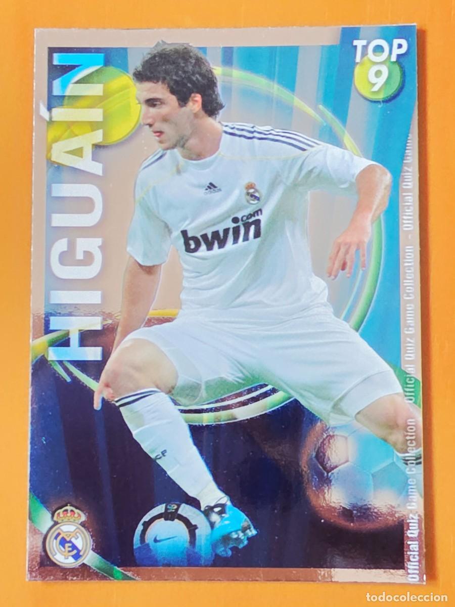 Cromos de F&uacute;tbol: 623 Higua&iacute;n, Real Madrid, TOP 9 azul, Mundicromo Sport Fichas Quiz de la Liga 2010 2011