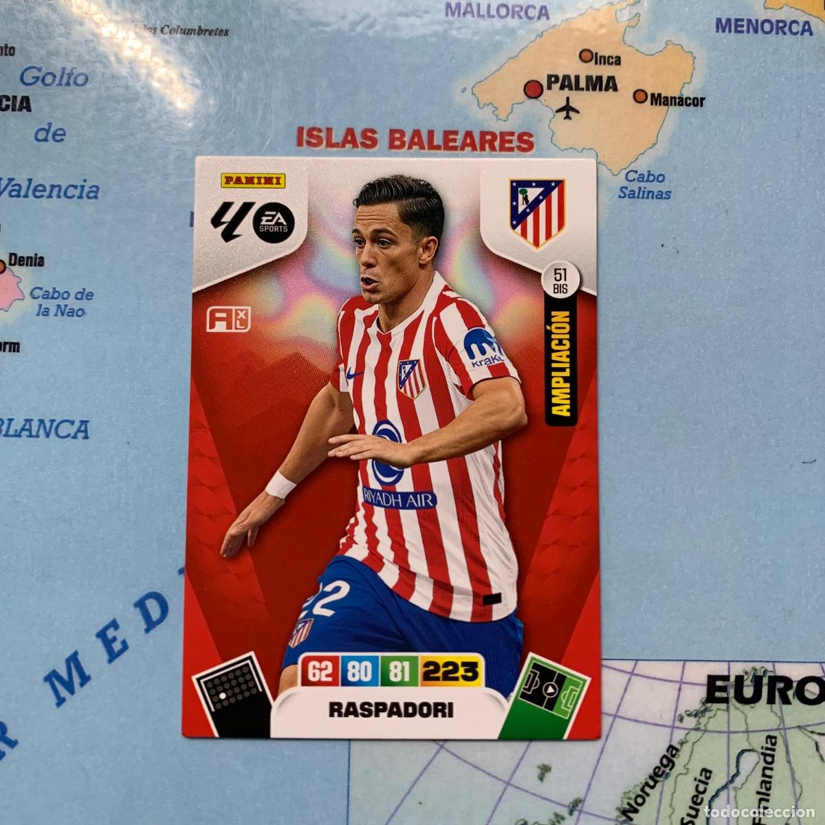 Cromos de F&uacute;tbol: Raspadori ampliacion n&uacute;mero 51 Bis del Atl&eacute;tico de Madrid cromo adrenalyn XL 25-26 2025-2026