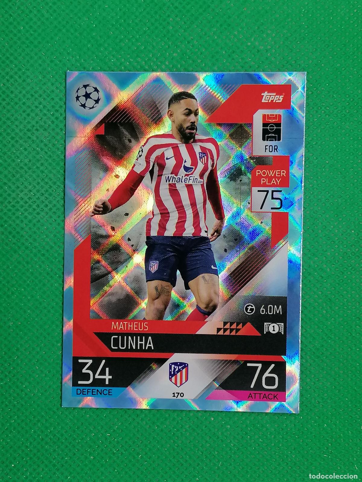 Cromos de F&uacute;tbol: 170 MATHEUS CUNHA ATLETICO DE MADRID PARALELA CRYSTAL ⚽TOPPS MATCH ATTAX CHAMPIONS 2022 2023 22 23 ⚽