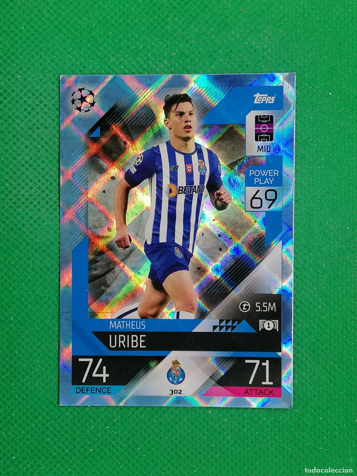 Football Stickers: 302 MATHEUS URIBE OPORTO PARALELA CRYSTAL ⚽TOPPS MATCH ATTAX CHAMPIONS 2022 2023 22 23 ⚽