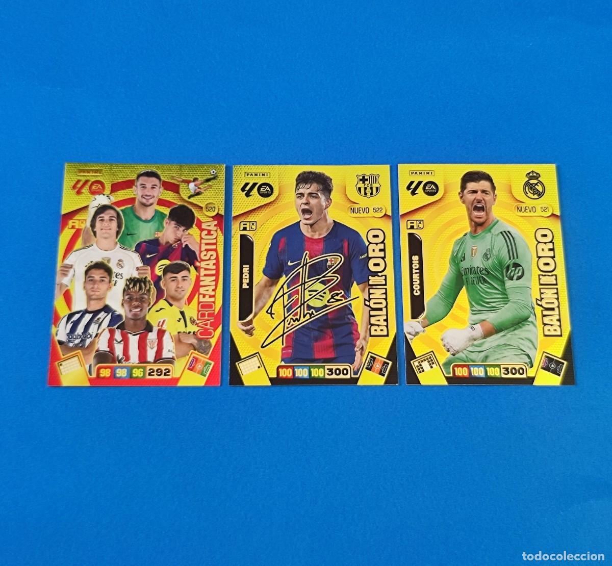 Football Stickers: Adrenalyn 2025 2026 / 25 26 Nuevo Bal&oacute;n de Oro Courtois 521 Pedri firmada 522 Card Fant&aacute;stica 520