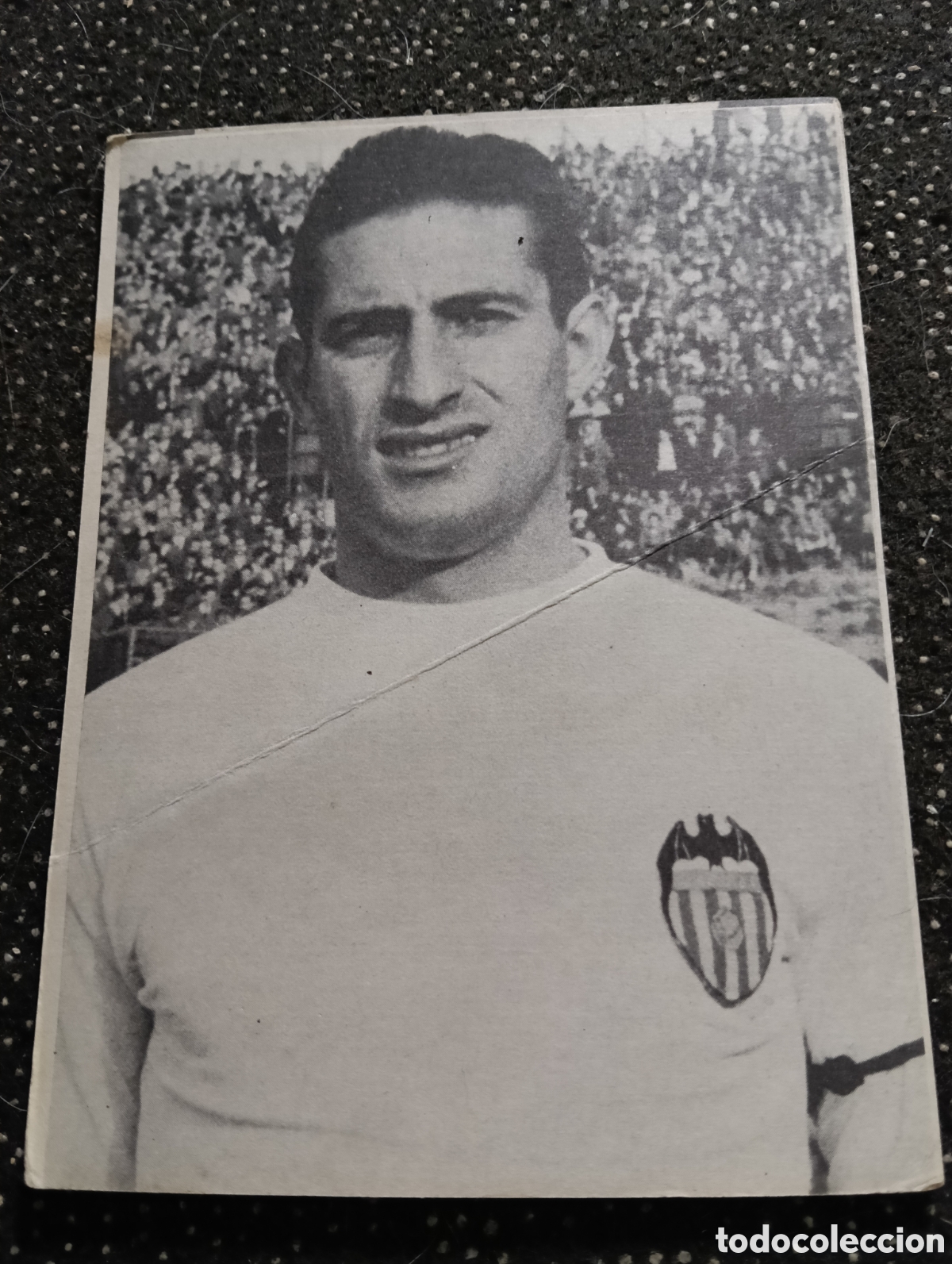 Football Stickers: Cromo de Dos caras, en una Mestre y S&aacute;nchez Lage del Valencia, de Gr&aacute;ficas Bergas a&ntilde;os 1950 - 60 apr