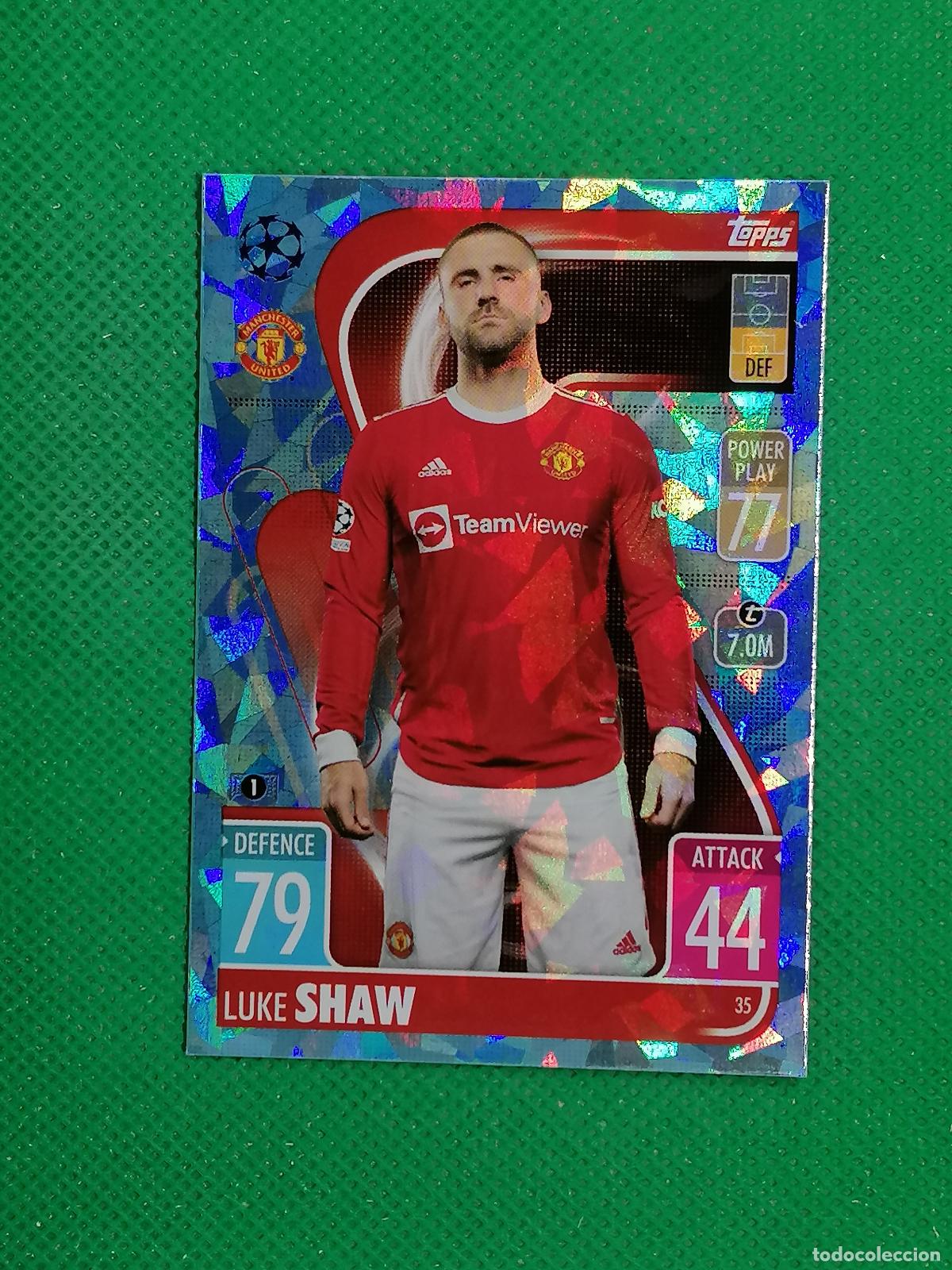 Cromos de F&uacute;tbol: 35 LUKE SHAW MANCHESTER UNITED PARALELA CRYSTAL ⚽TOPPS MATCH ATTAX CHAMPIONS 2021 2022 21 22 ⚽
