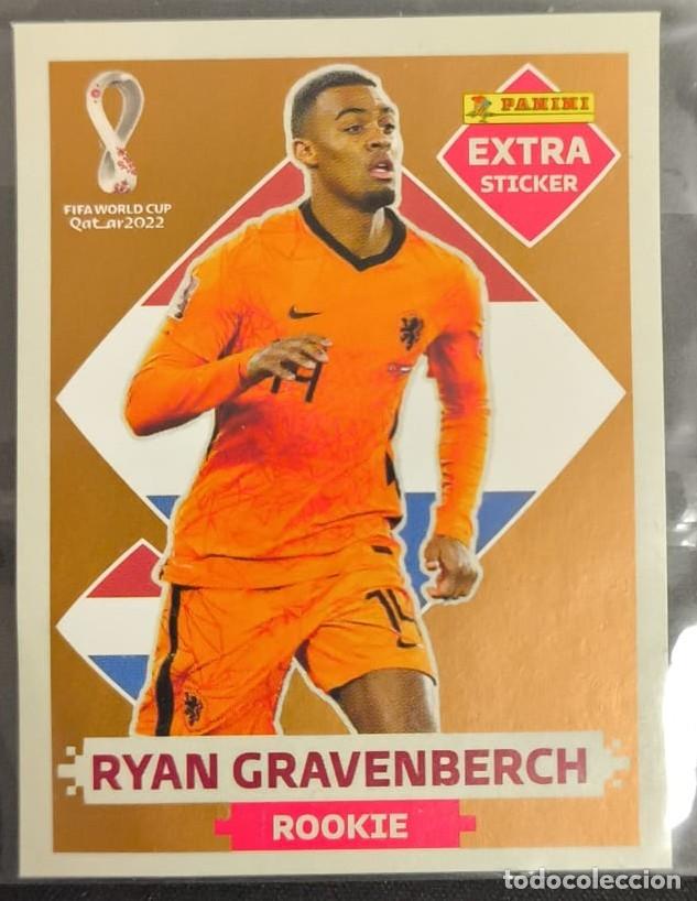 Cromos de F&uacute;tbol: cromo extra sticker fifa world cup 2022 ryan gravenberch bronce
