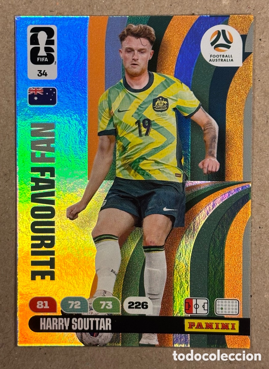 Cromos de F&uacute;tbol: HARRY SOUTTAR (AUSTRALIA). CARTA PANINI ADRENALYN XL FIFA WORLD CUP 2026. FAN FAVOURITE.