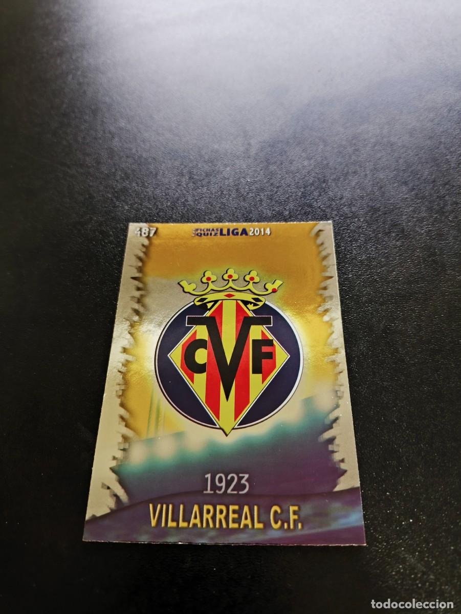 Cromos de F&uacute;tbol: 487 ESCUDO VILLARREAL FONDO BRILLO LISO MUNDICROMO LIGA 2013 2014 13 14 NO PANINI ESTE