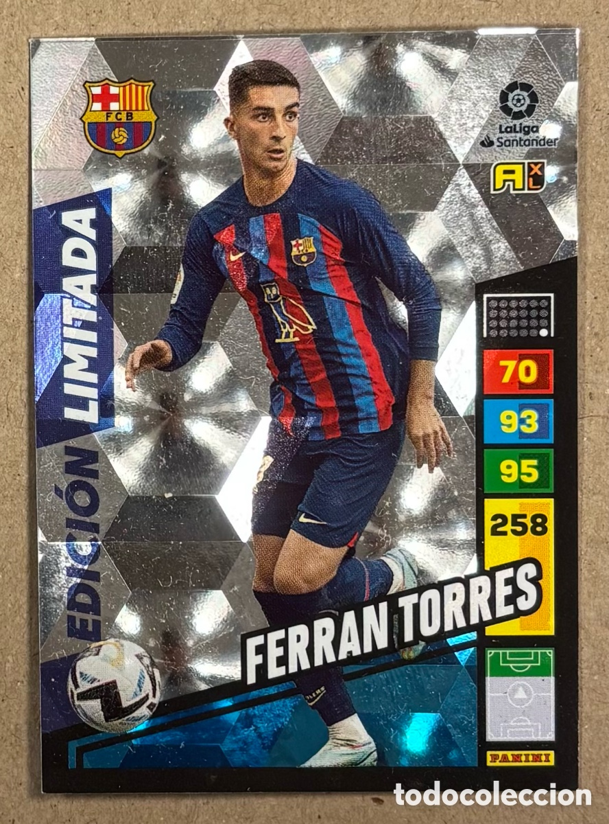 Cromos de F&uacute;tbol: FERRAN TORRES (FC BARCELONA). CARTA EDICI&Oacute;N LIMITADA PANINI ADRENALYN XL 2022/23.