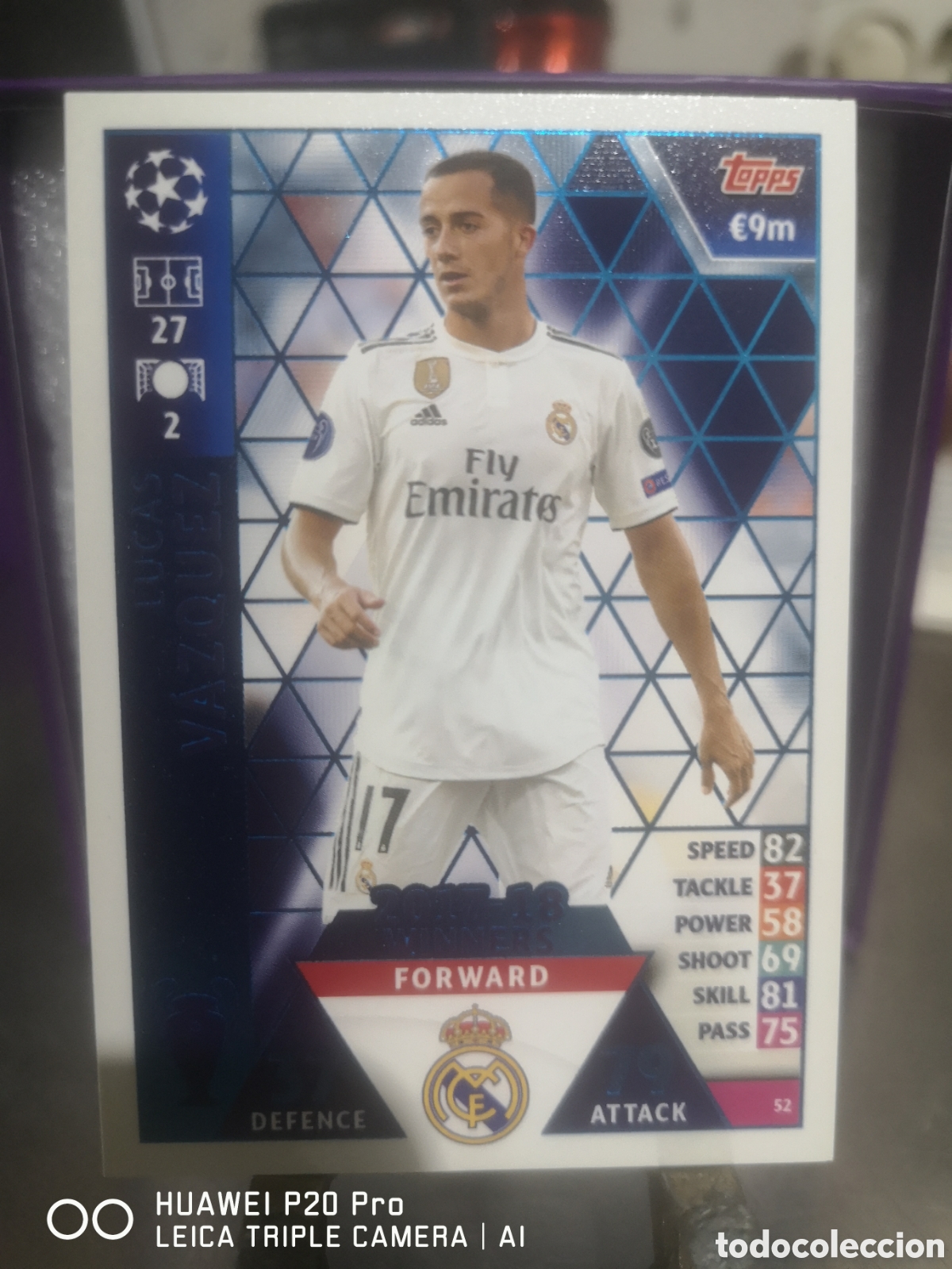 Cromos de F&uacute;tbol: TOPPS MATCH ATTAX CHAMPIONS LEAGUE 2018 2019 WINNERS 2017/18 LUCAS VAZQUEZ REAL MADRID 52