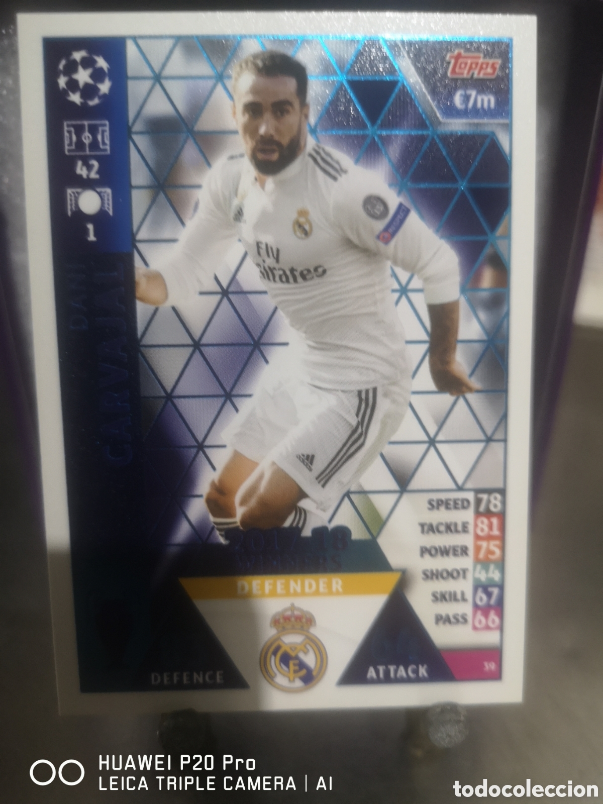 Cromos de F&uacute;tbol: MATCH ATTAX CHAMPIONS LEAGUE 2018 2019 WINNERS 2017/18 CARVAJAL REAL MADRID 39