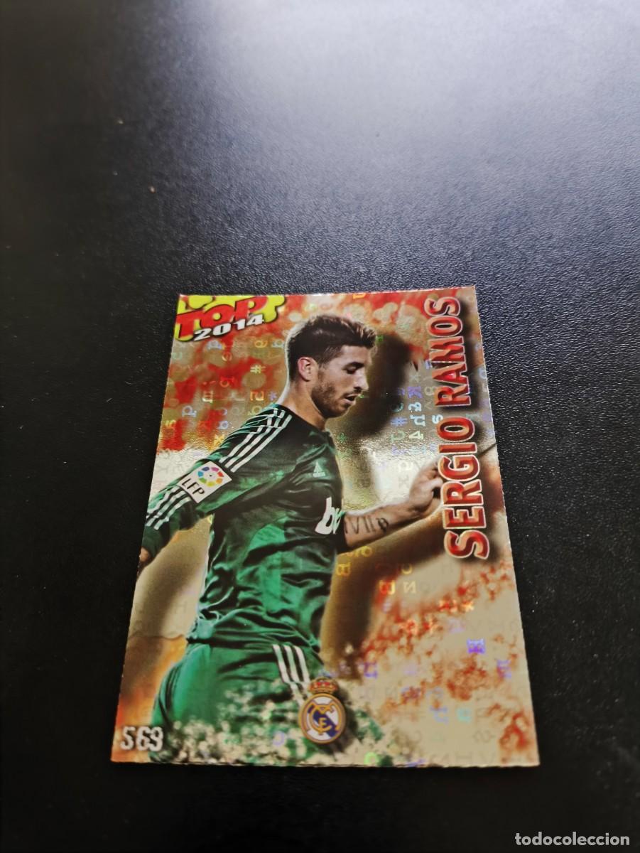 Cromos de F&uacute;tbol: 569 SERGIO RAMOS REAL MADRID BRILLO ROJO LETRAS TOP MUNDICROMO LIGA 2013 2014 13 14 NO PANINI ESTE