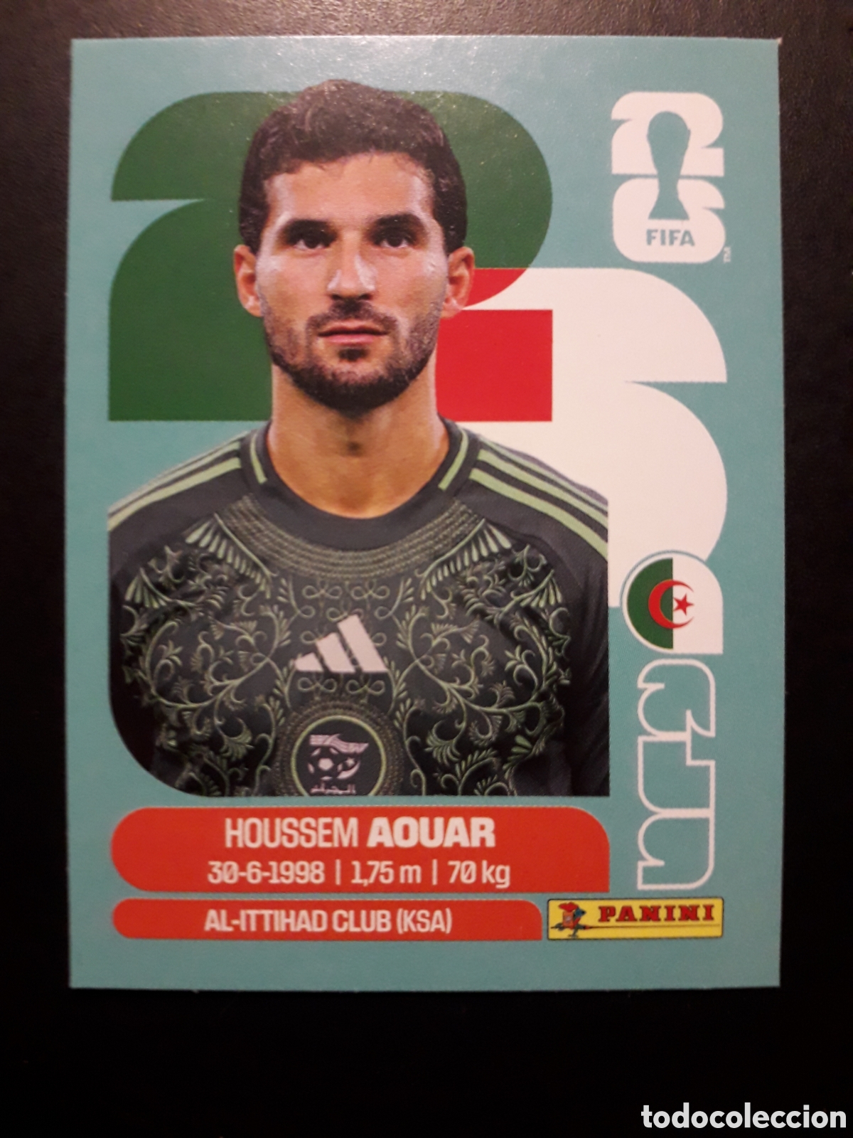 Cromos de F&uacute;tbol: AOUAR ARGELIA ALG 9 MUNDIAL F&Uacute;TBOL 2026 FIFA WORLD CUP PANINI SIN PEGAR PEDIDO M&Iacute;NIMO 3&euro;