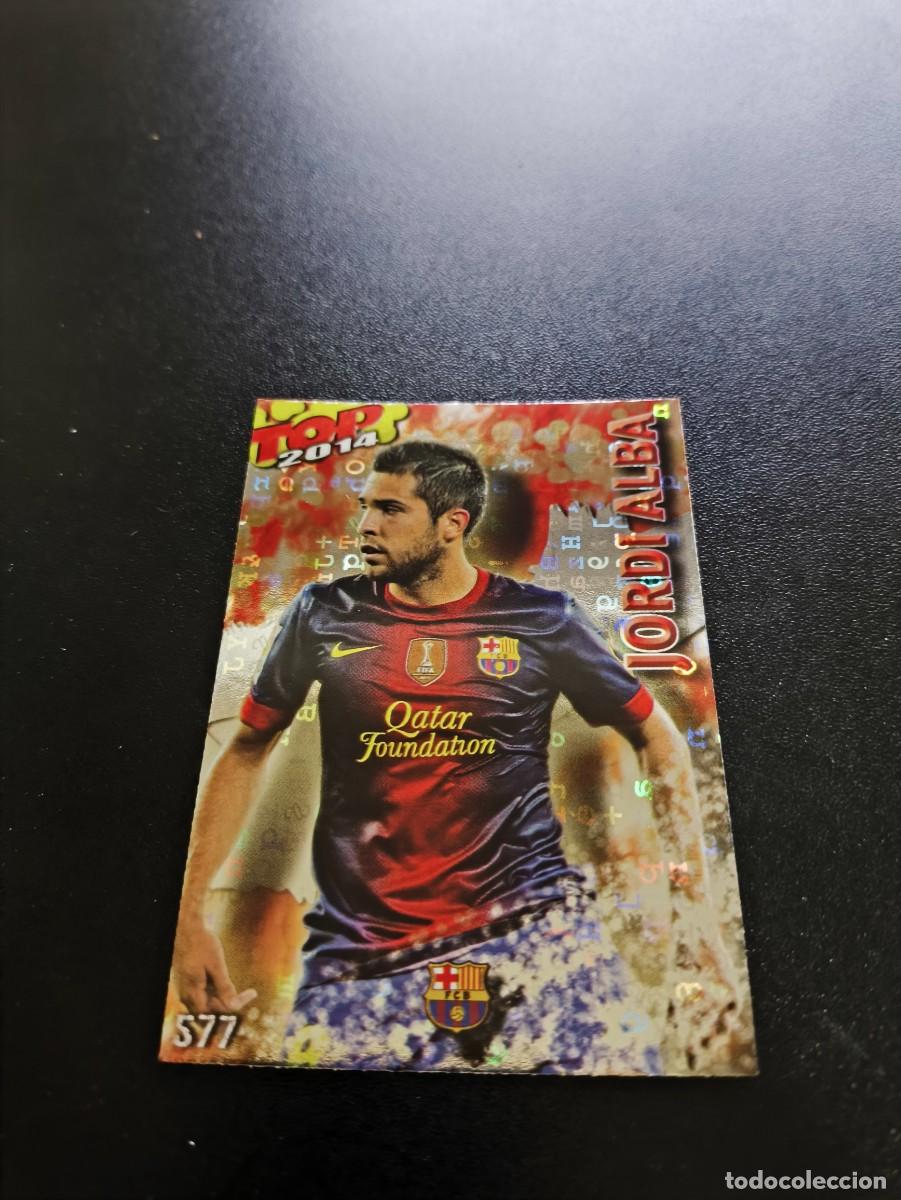 Cromos de F&uacute;tbol: 577 JORDI ALBA BARCELONA BRILLO ROJO LETRAS TOP MUNDICROMO LIGA 2013 2014 13 14 NO PANINI ESTE