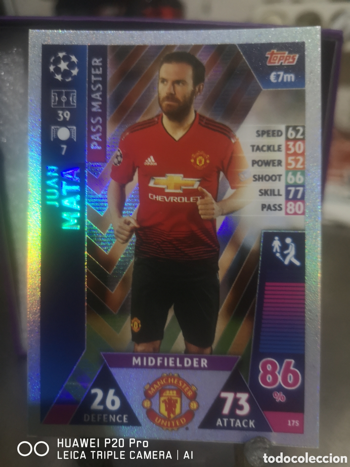 Cromos de F&uacute;tbol: MATCH ATTAX UEFA CHAMPIONS LEAGUE 2018 2019 PASS MASTER 175 JUAN MATA MANCHESTER UNITED