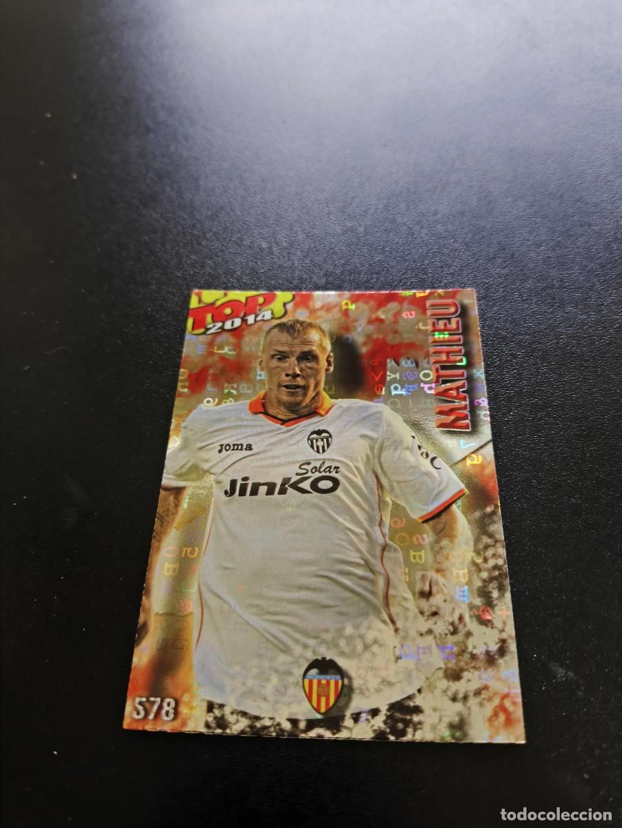 Cromos de F&uacute;tbol: 578 MATHIEU VALENCIA BRILLO ROJO LETRAS TOP MUNDICROMO LIGA 2013 2014 13 14 NO PANINI ESTE