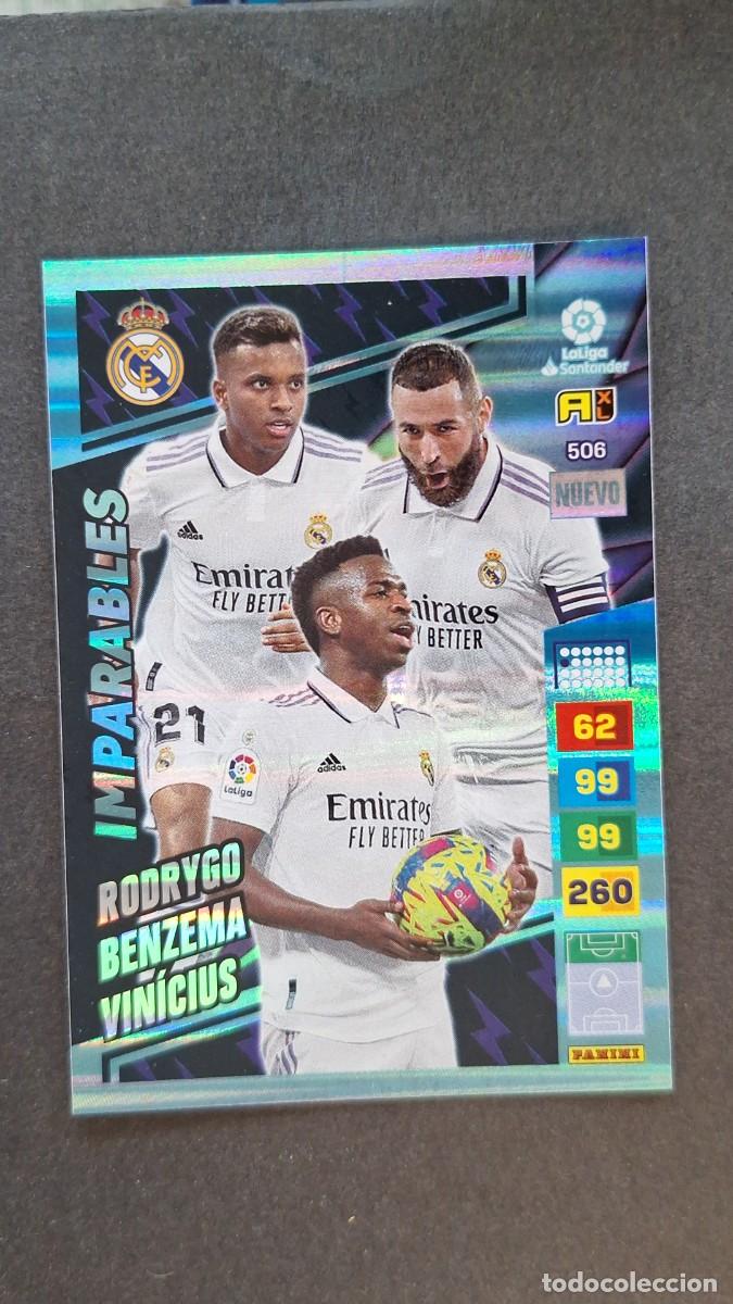 Cromos de F&uacute;tbol: L1 RODRYGO BENZEMA VINICIUS REAL MADRID 506 NUEVO IMPARABLES ADRENALYN XL LIGA 2022/23 22 23 PANINI