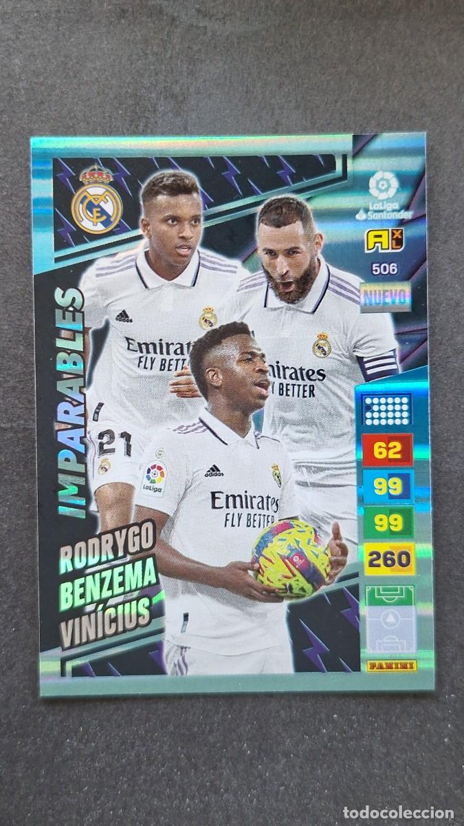 Cromos de F&uacute;tbol: L1 RODRYGO BENZEMA VINICIUS REAL MADRID 506 NUEVO IMPARABLES ADRENALYN XL LIGA 2022/23 22 23 PANINI
