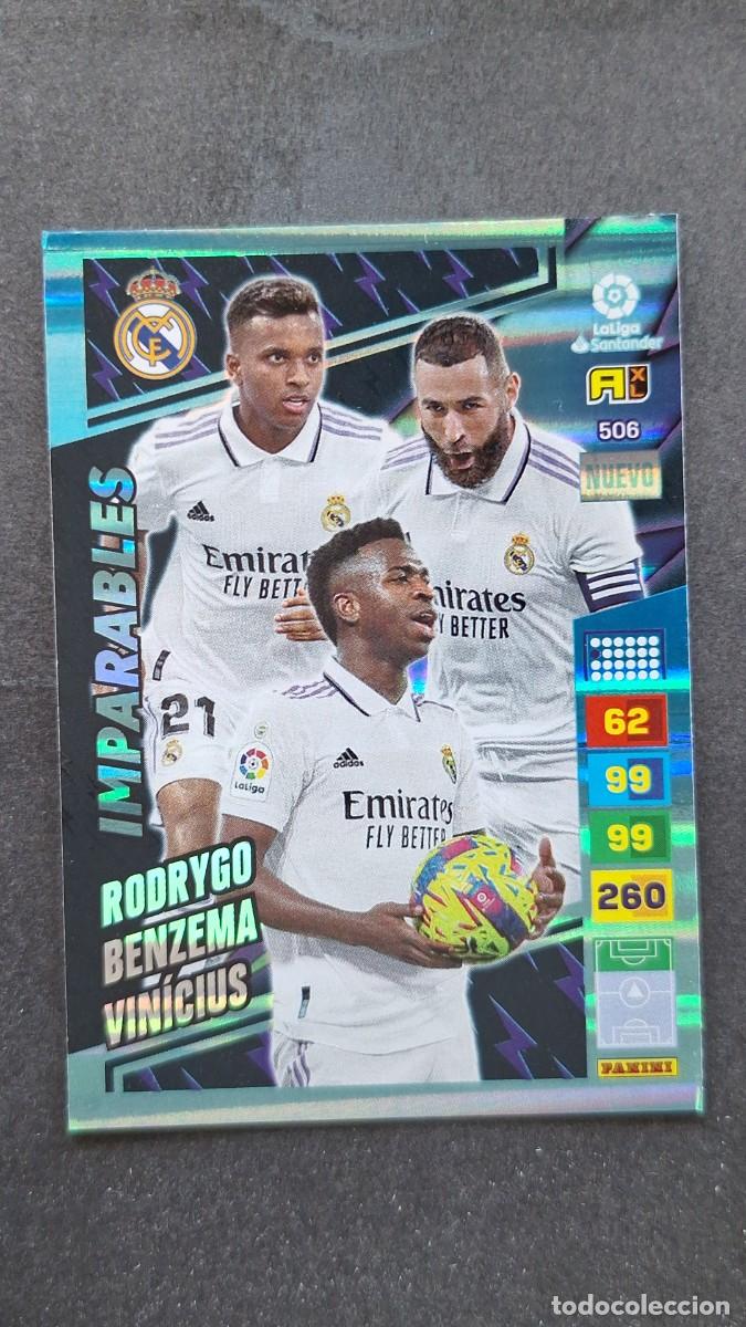 Cromos de F&uacute;tbol: L1 RODRYGO BENZEMA VINICIUS REAL MADRID 506 NUEVO IMPARABLES ADRENALYN XL LIGA 2022/23 22 23 PANINI