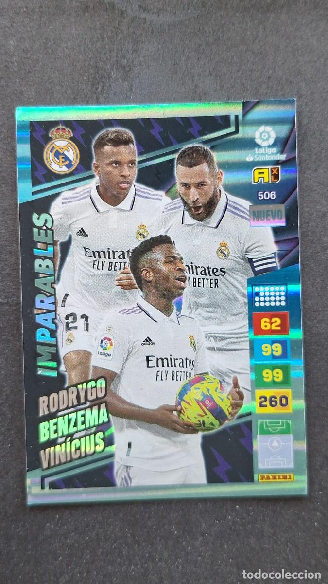 Cromos de F&uacute;tbol: L1 RODRYGO BENZEMA VINICIUS REAL MADRID 506 NUEVO IMPARABLES ADRENALYN XL LIGA 2022/23 22 23 PANINI