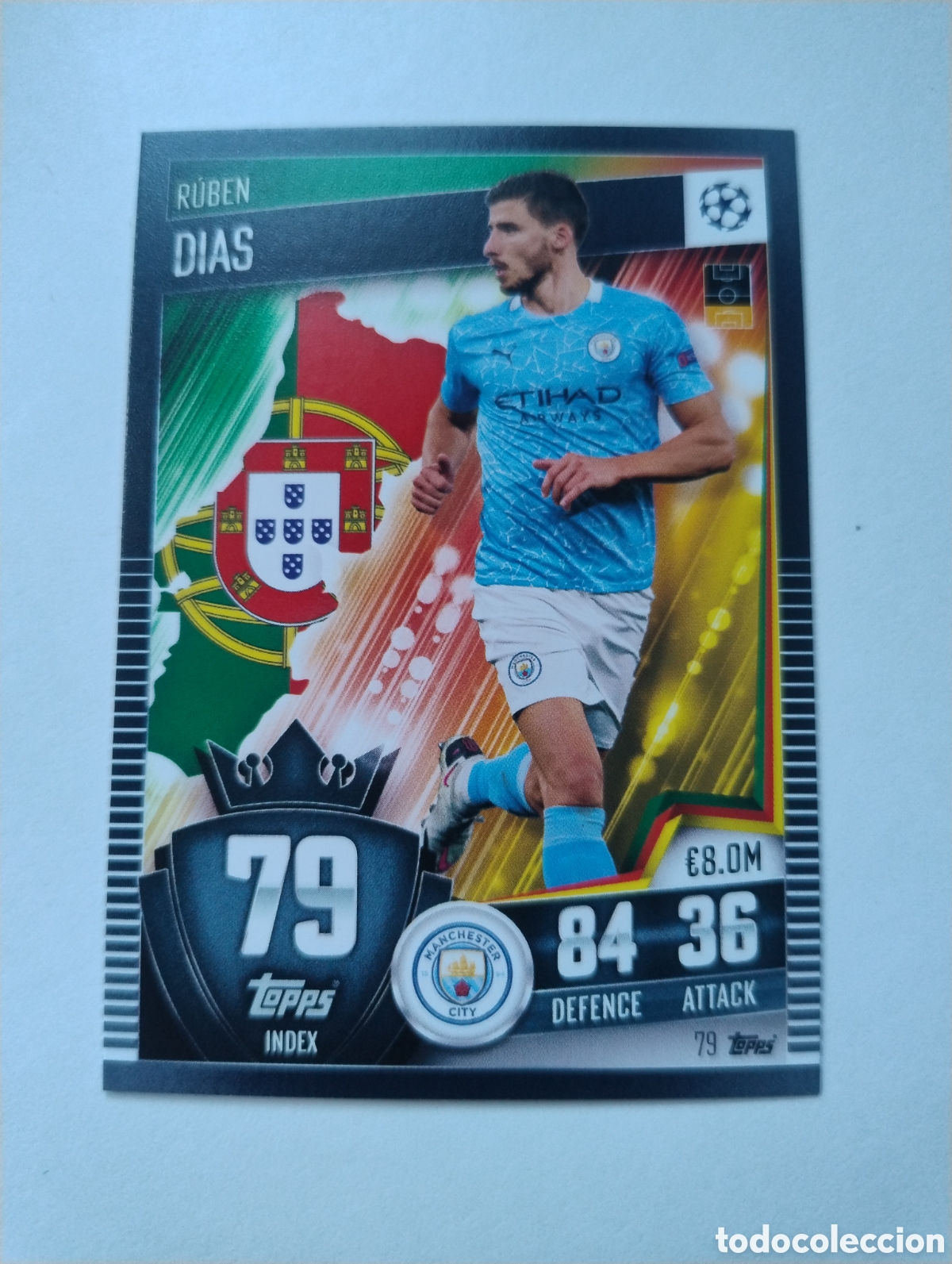 Cromos de F&uacute;tbol: 79 - Rub&eacute;n D&iacute;as - Manchester City - Topps Match Attax 101 2020 - 2021