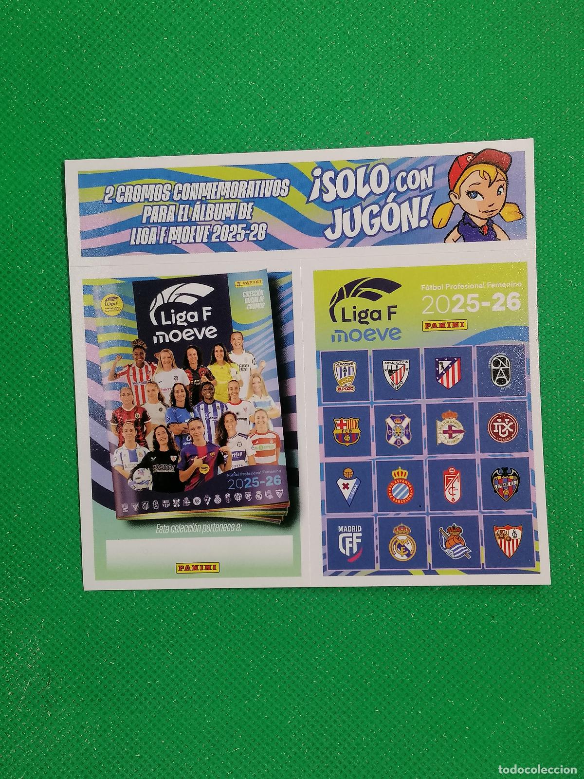 Cromos de F&uacute;tbol: 2 CROMOS CONMEMORATIVOS PRIMERA PAGINA DEL ALBUM ⚽ PANINI LIGA F FEMENINA 25 26 2025 2026 ⚽