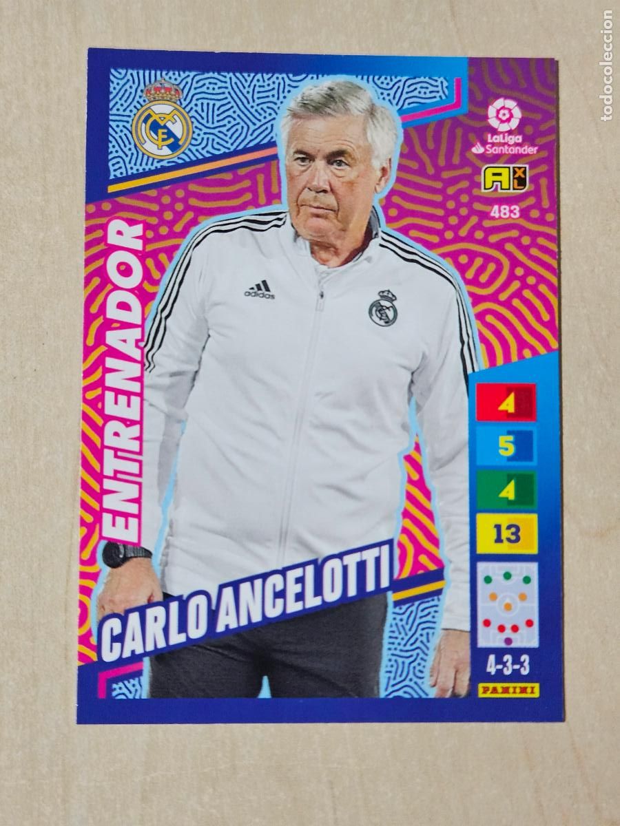 Cromos de F&uacute;tbol: FICHA N&ordm; 483 CARLO ANCELOTTI - ADRENALYN 22 23 - PANINI 2022 - 23 - CROMO - ENTRENADOR