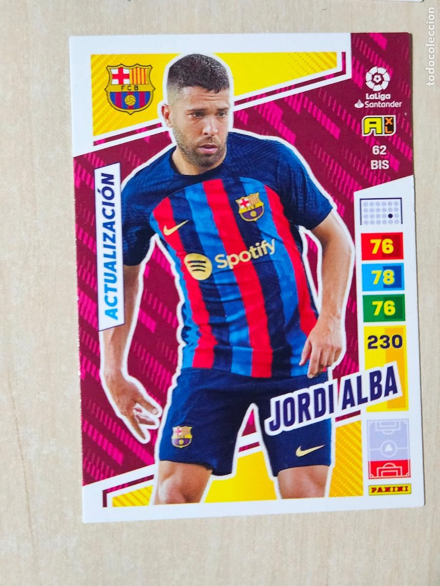 Cromos de F&uacute;tbol: FICHA N&ordm; 62 BIS - JORDI ALBA - ADRENALYN 22 23 - PANINI 2022 - 23 - CROMO - ACTUALIZACION