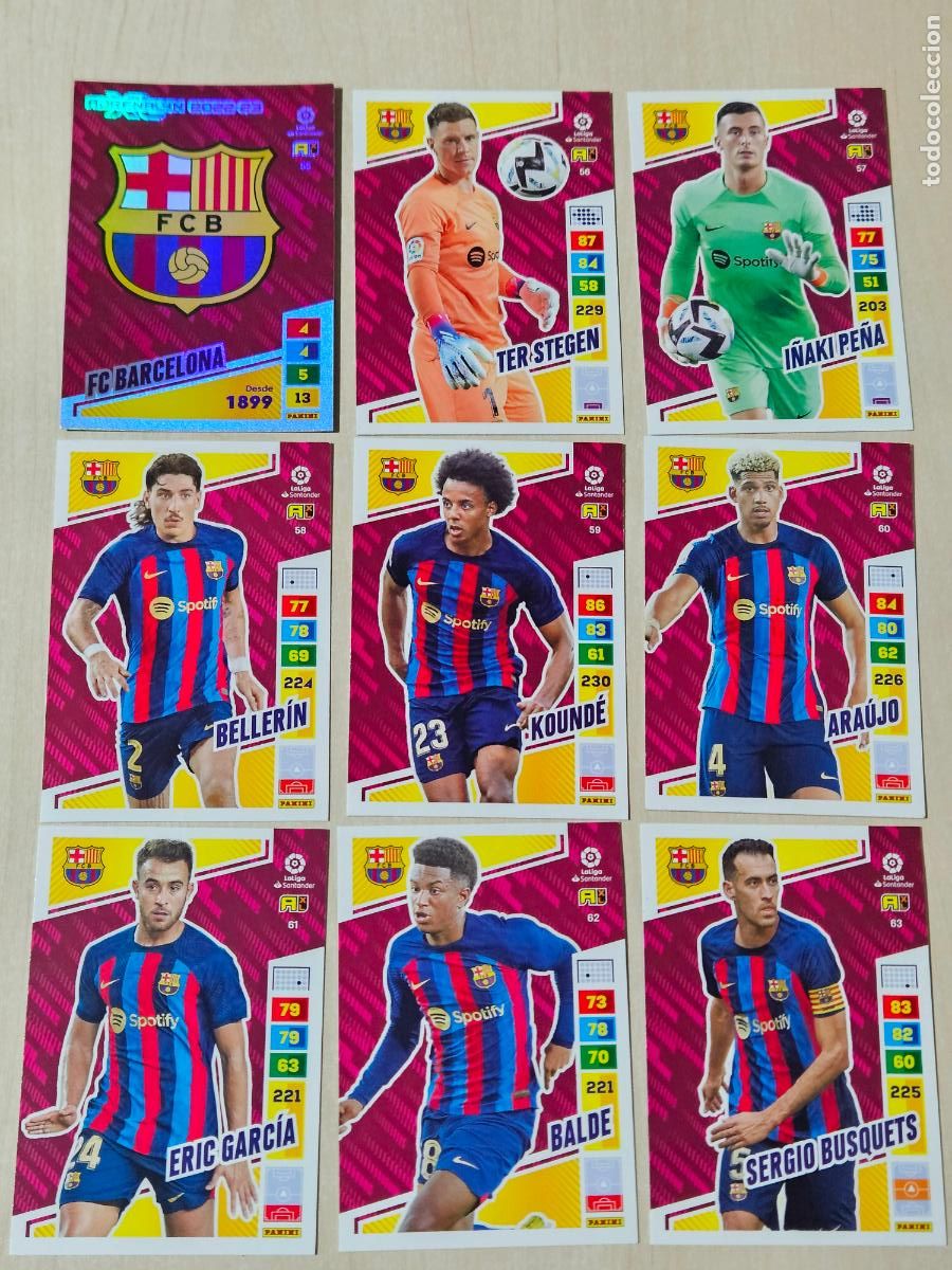 Cromos de F&uacute;tbol: ADRENALYN 2022 2023 - BARCELONA - EQUIPO EQUIPO COMPLETO - BASICOS - 18 FICHAS CROMOS - 22 23