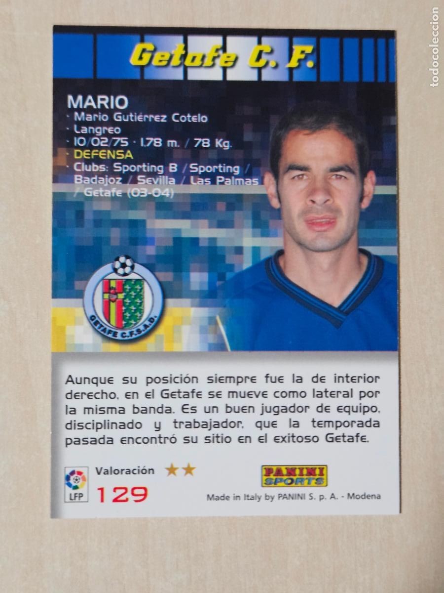 Cromos de F&uacute;tbol: CROMO N&ordm; 129 MARIO - MEGACRACKS 2004 05 - GETAFE