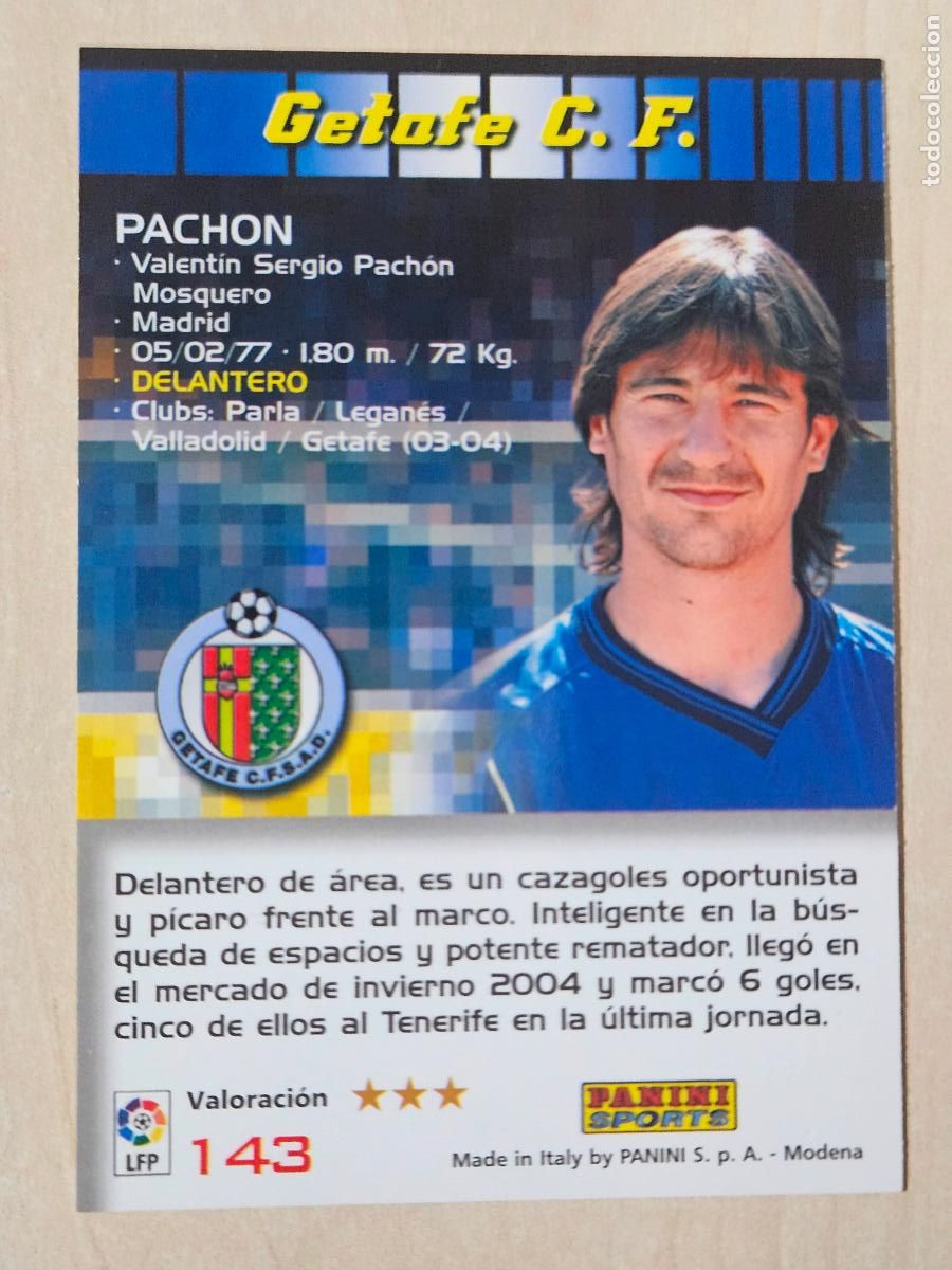 Cromos de F&uacute;tbol: CROMO N&ordm; 143 PACHON - MEGACRACKS 2004 05 - GETAFE