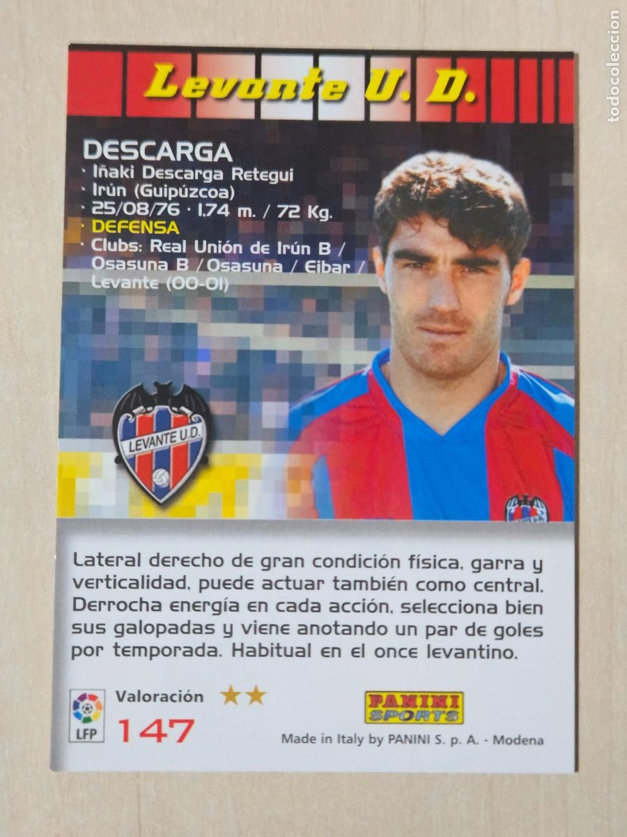 Cromos de F&uacute;tbol: CROMO N&ordm; 147 DESCARGA - MEGACRACKS 2004 05 - LEVANTE
