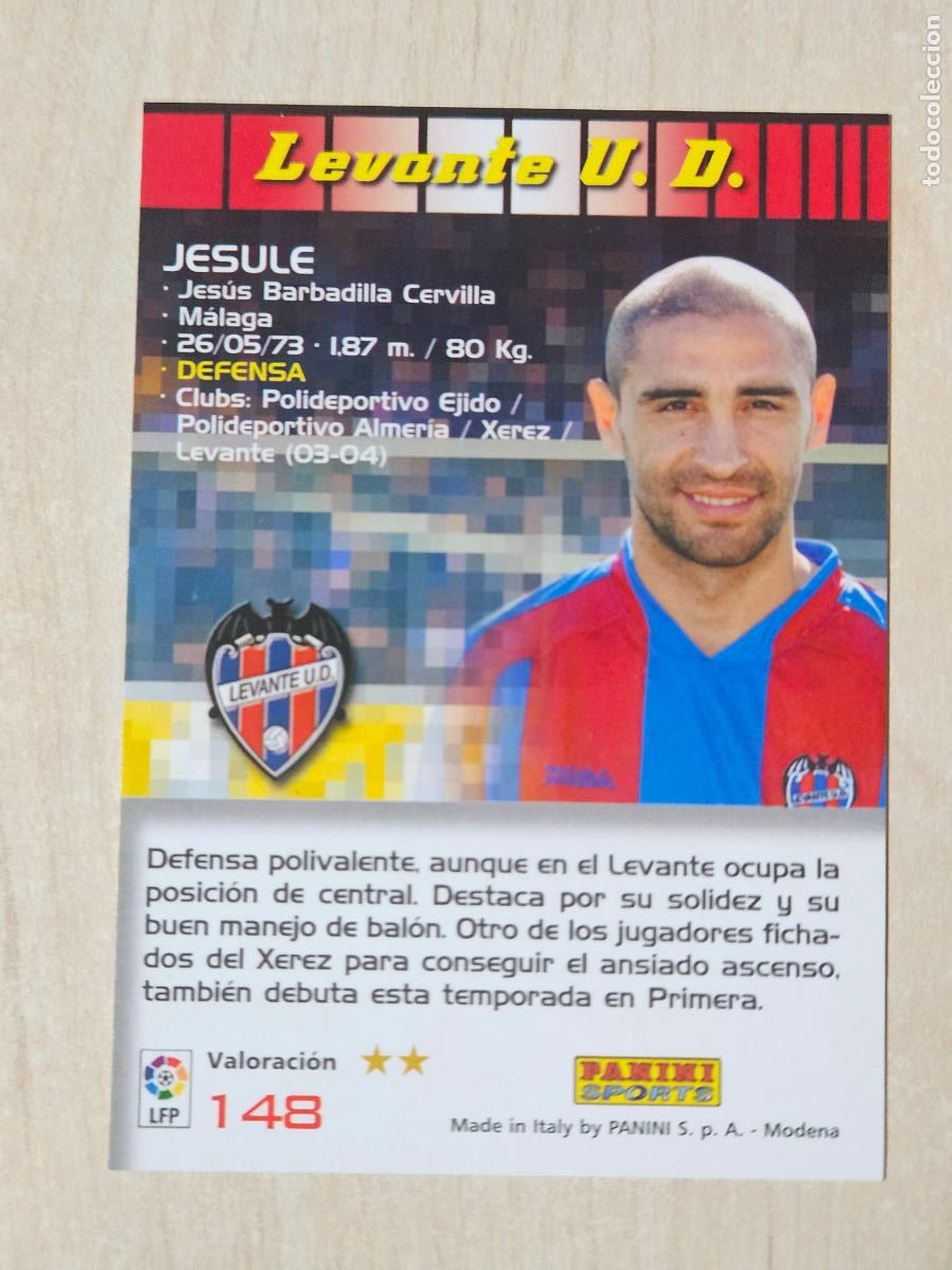 Cromos de F&uacute;tbol: CROMO N&ordm; 148 JESULE - MEGACRACKS 2004 05 - LEVANTE