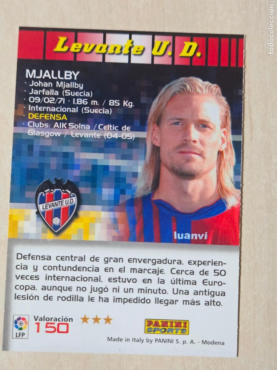 Cromos de F&uacute;tbol: CROMO N&ordm; 149 MJALLBY - MEGACRACKS 2004 05 - LEVANTE