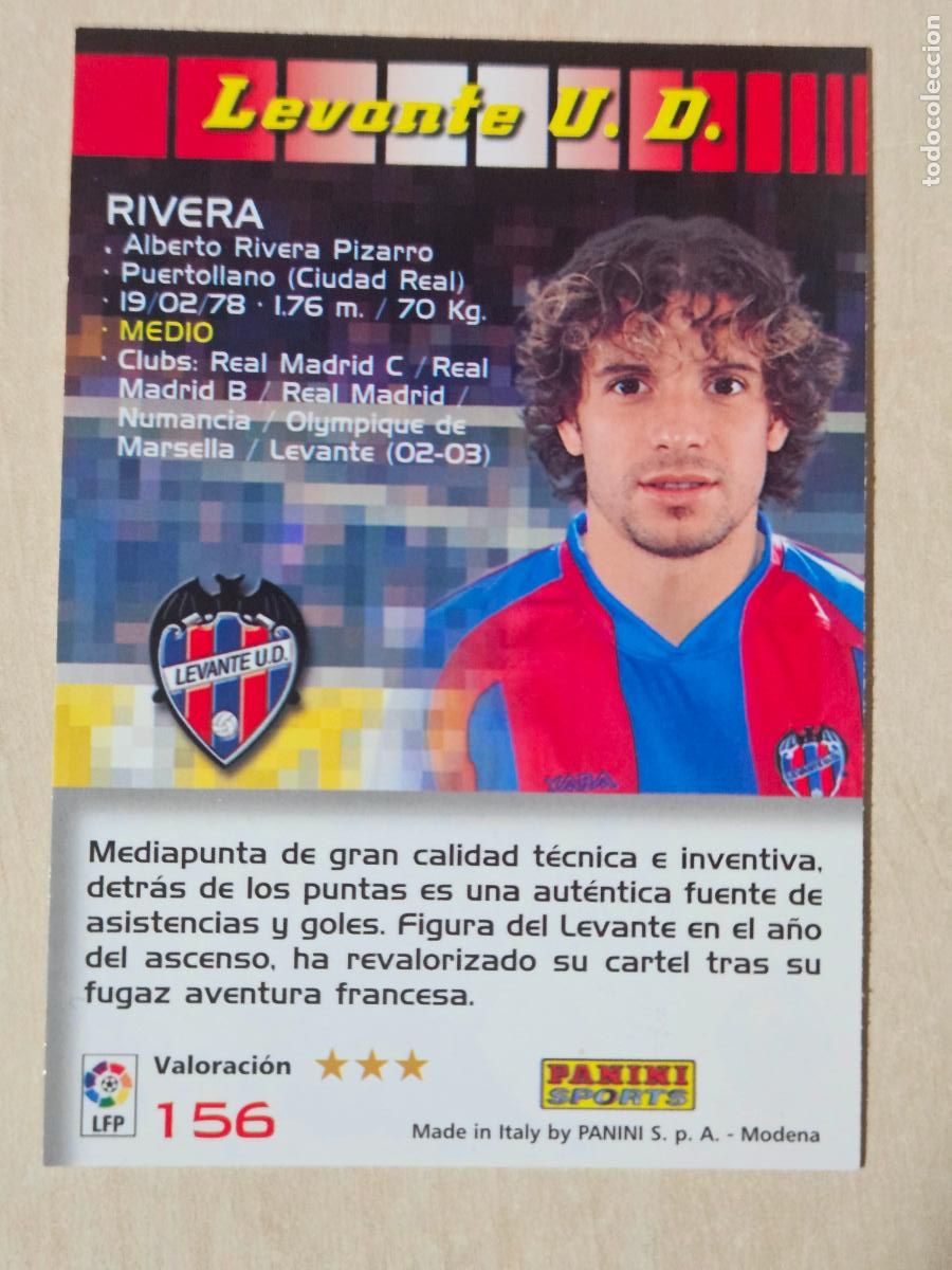 Cromos de F&uacute;tbol: CROMO N&ordm; 156 RIVERA - MEGACRACKS 2004 05 - LEVANTE