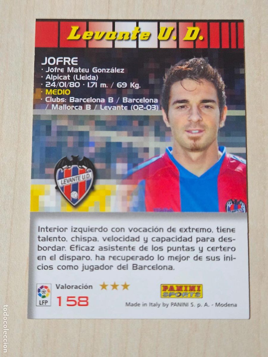 Cromos de F&uacute;tbol: CROMO N&ordm; 158 JOFRE - MEGACRACKS 2004 05 - LEVANTE