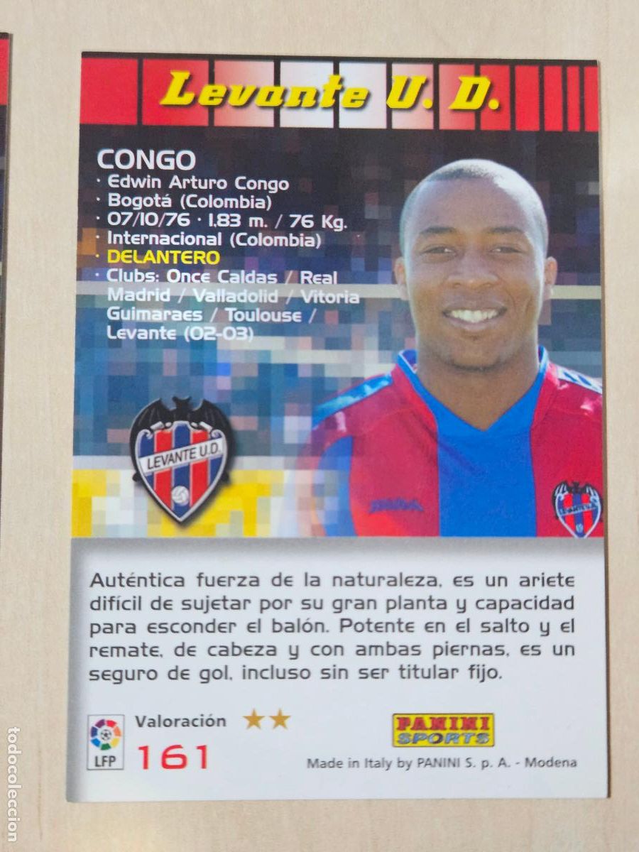 Cromos de F&uacute;tbol: CROMO N&ordm; 161 CONGO - MEGACRACKS 2004 05 - LEVANTE -