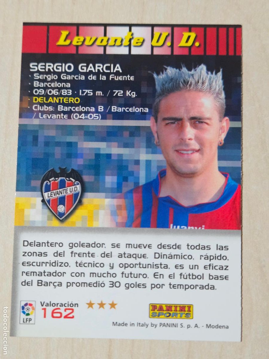 Cromos de F&uacute;tbol: CROMO N&ordm; 162 SERGIO GARCIA - MEGACRACKS 2004 05 - LEVANTE -