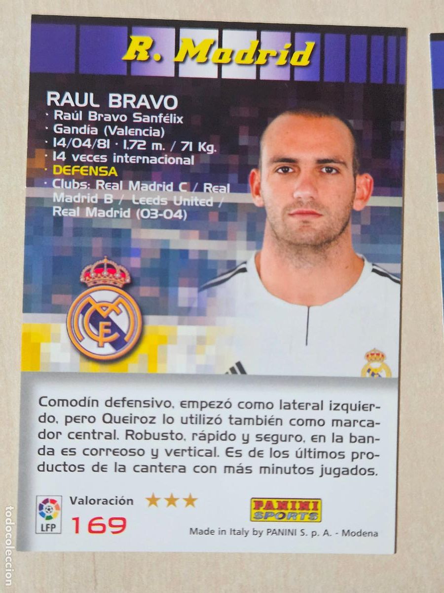 Cromos de F&uacute;tbol: CROMO N&ordm; 169 RAUL BRAVO - MEGACRACKS 2004 05 - REAL MADRID