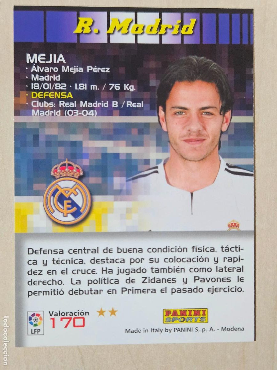 Cromos de F&uacute;tbol: CROMO N&ordm; 170 MEJIA - MEGACRACKS 2004 05 - REAL MADRID